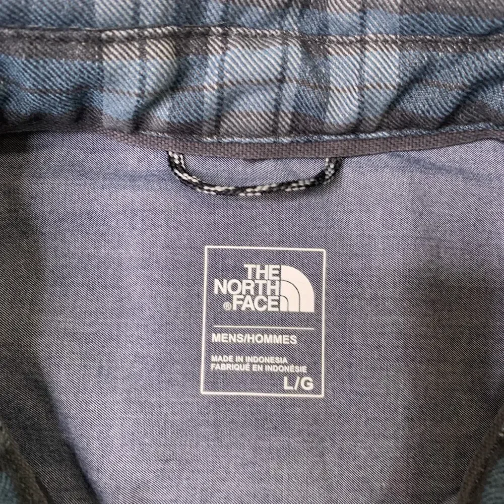 The North Face Shirt Mens L Large Gray Plaid Button Down Long Sleeve Lightweight